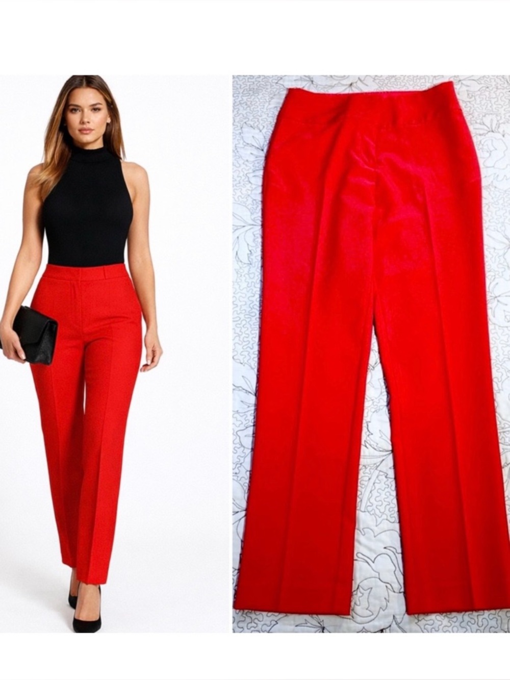 Chrissy Teigen x REVOLVE Kaidon Slim Straight Pant Red Tailored Trouser Sz 4💛
